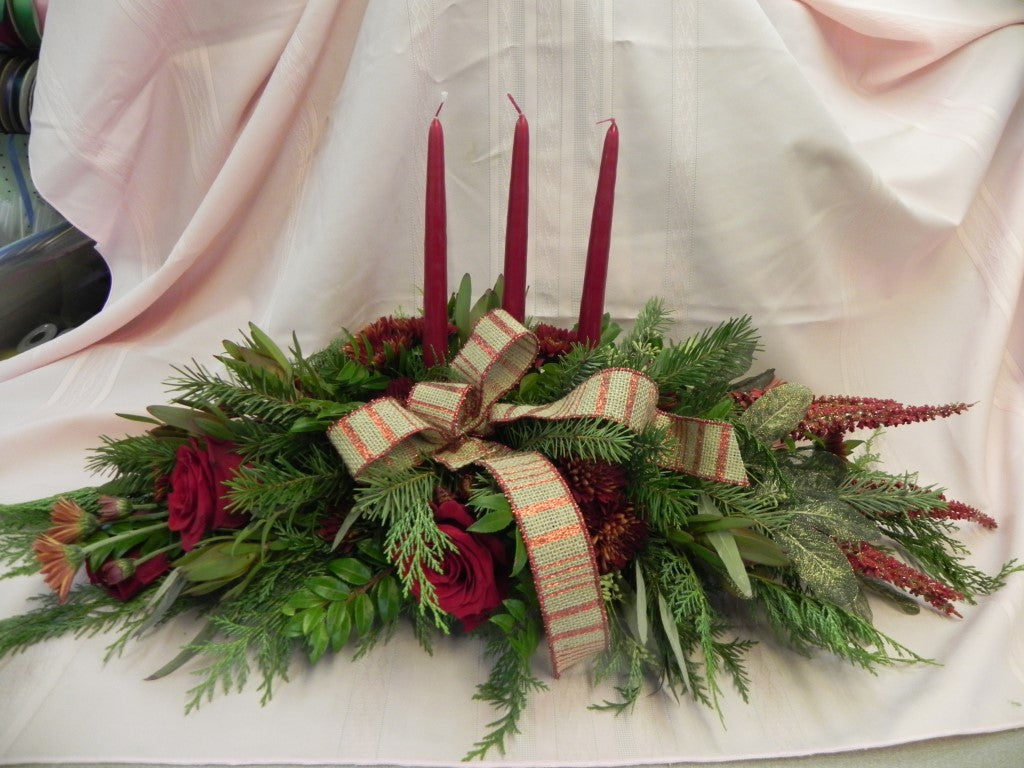 CW 153 - Three Candle Rose Centerpiece